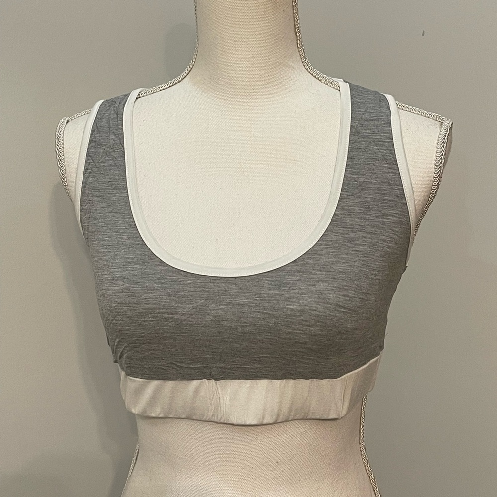 POL Gray and White Sports Bra New Size L